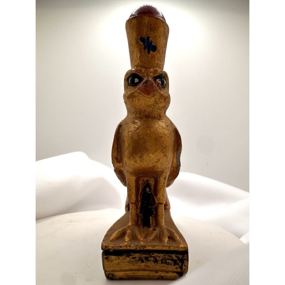 Ancient Egyptian Horus Falcon Statue Handmade Gold Painted Sculpture Decor Gift